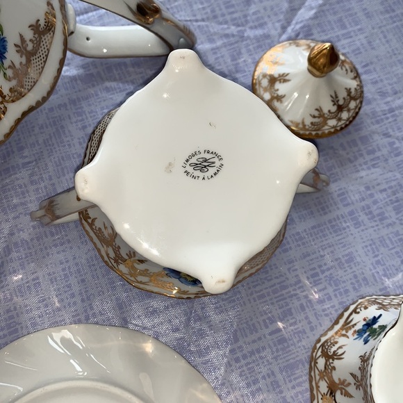 Authentic Limoges France Peint A La Main Tea Set! - Picture 14 of 16